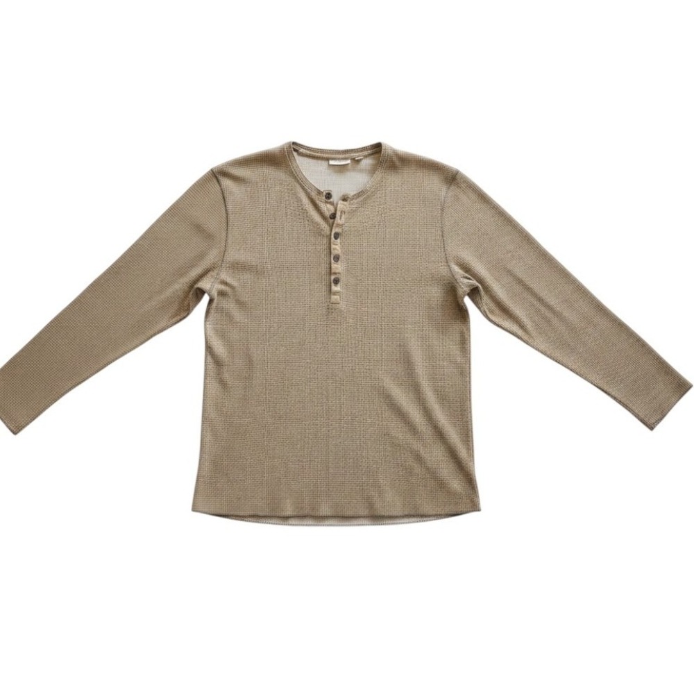 Vgt Y2k Express Mens XL Brown Waffle Knit Henley Shirt Dexter Kills Alt
